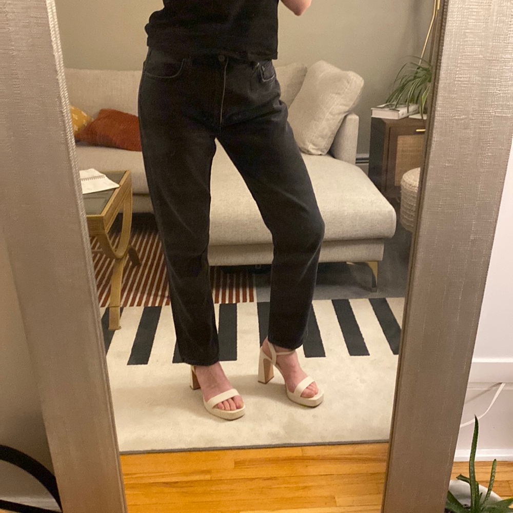 Reformation relaxed straight leg black jeans, size 29, length 27 -